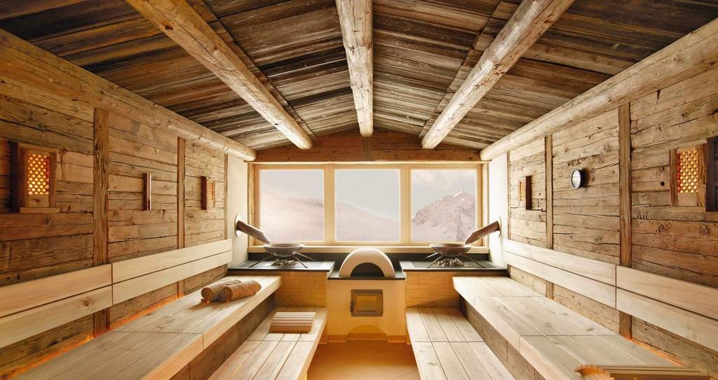 Beautiful cabin style sauna.